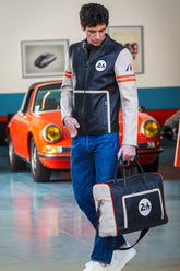 24H Le Mans Karl black ecru leather jacket for men